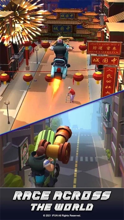 摩托车斗殴赛小游戏(race on)截图2