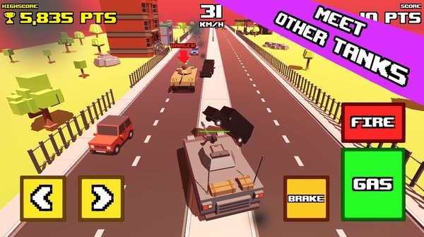 疯狂的道路坦克横撞游戏(crazy road tank rampage)截图2